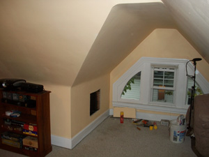 Kneewalls and sloped ceilings in the third floor of a two and half story home