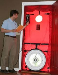 Blower door air infiltration test