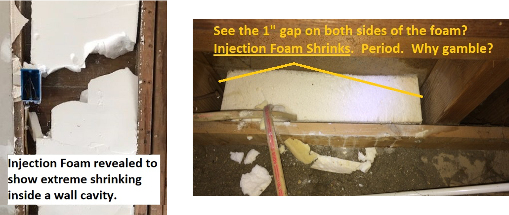 injection foam shrinkage in walls 